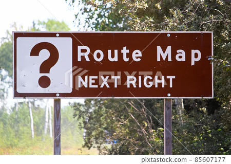 A Route Map Next Right sign along a road A Route Map Next Right sign along a road 85607177