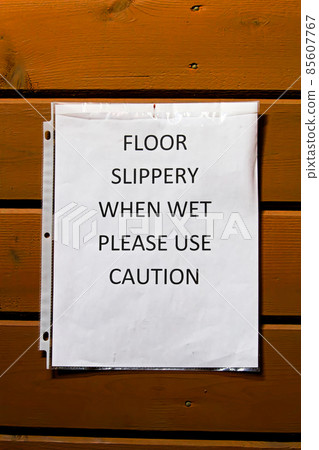 Floor slippery when wet use caution sign 85607767