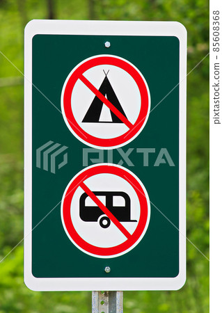 No camping or tenting sign in a national park No camping or tenting sign in a national park 85608368