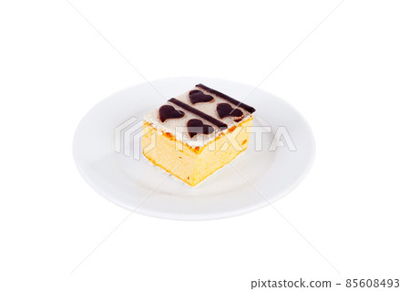Hearts souffle cake on a plate, Valentine Day concept Hearts souffle cake on a plate, Valentine Day concept 85608493
