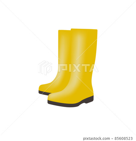 Yellow rubber boots isolated on a white background. Yellow rubber boots isolated on a white background. 85608523