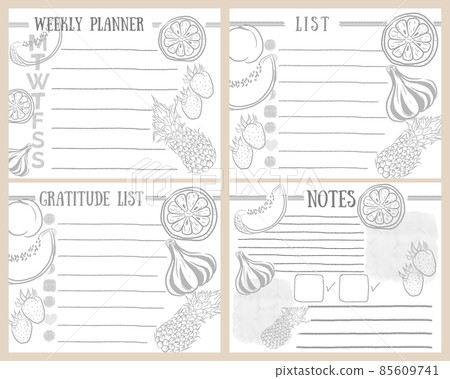 4 types of fruit illustration bullet journal sheets: list, calendar, memo 4 types of fruit illustration bullet journal sheets: list, calendar, memo 85609741