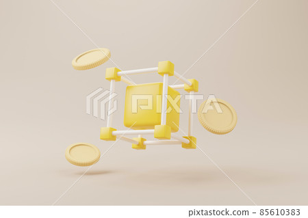 Fintech concept. Technology blockchain finance money coin and token. 3d rendering illustration 85610383