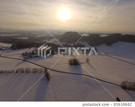 Winter landscape aerial 85610682