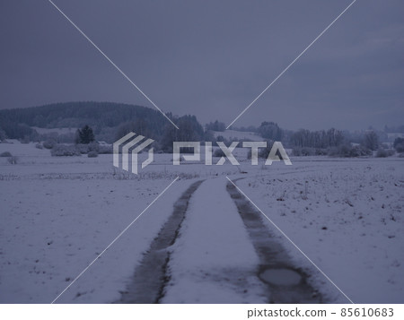 countryside winter road in forest countryside winter road in forest 85610683