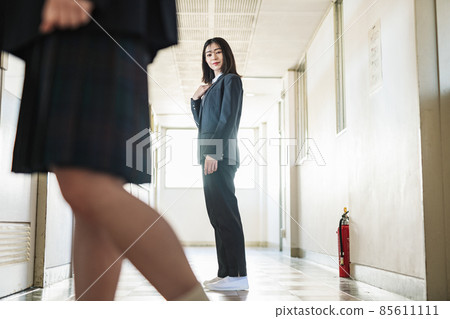 High school girl wearing slacks 85611111