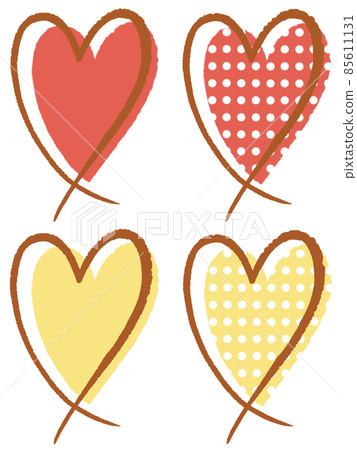 Set of 4 hearts red and yellow 85611131