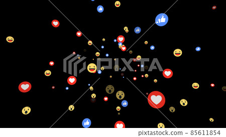Emotional Social Media Icons floating zoom in Black Background 85611854