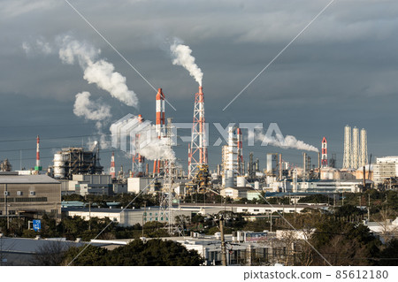 Chimneys of the complex that raises smoke 85612180