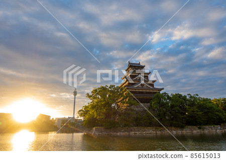 《Hiroshima City》 Hiroshima Castle in the morning sun 85615013
