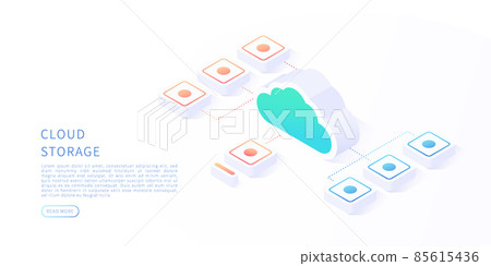 Cloud storage concept in isometric vector... - Stock Illustration ...