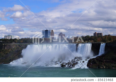 Niagara's American Falls and Bridal Veil Falls as seen from Canada 85615468