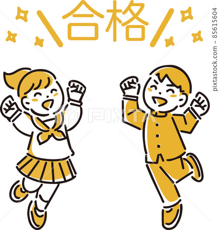 考試學生 合格者 男女制服 線描 簡單觸摸 插圖素材 考試學生 合格者 男女制服 線描 簡單觸摸 插圖素材 85615604