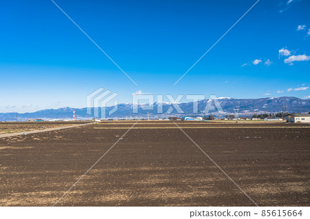 Fields spreading in Asahi village in winter Fields spreading in Asahi village in winter 85615664
