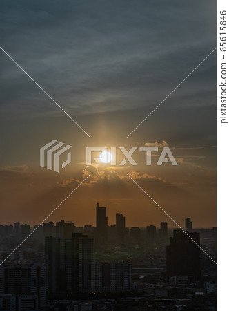 Beautiful city view of Bangkok before the sunset creates relaxing feeling for the rest of the day. Beautiful city view of Bangkok before the sunset creates relaxing feeling for the rest of the day. 85615846
