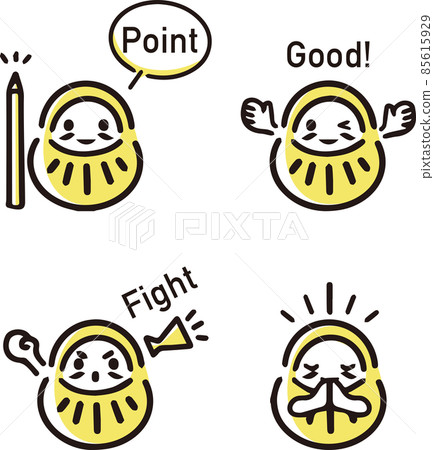 Daruma Examination Pass Support Character Facial Expression Pose Variation Illustration Set 85615929