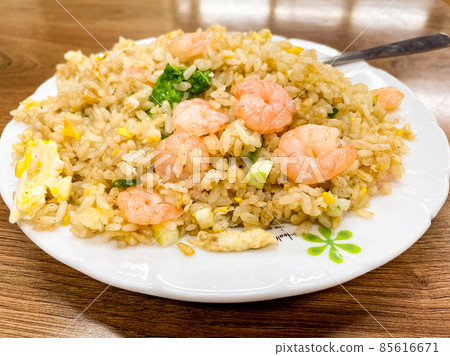 Fried rice with shrimp on the white dish 85616671