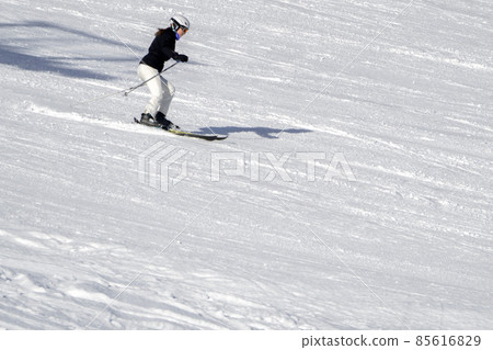 skier skiing with good style in dolomites snow mountains skier skiing with good style in dolomites snow mountains 85616829