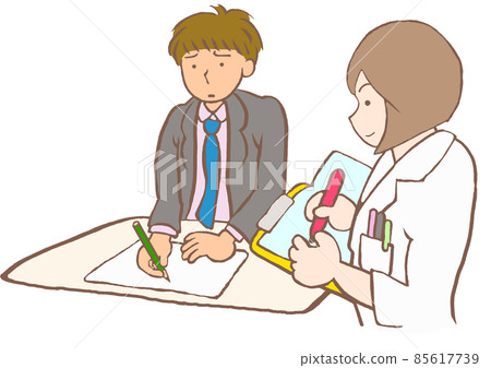 成人發育障礙：一名男性上班族正在接受臨床心理學家的心理測試 85617739
