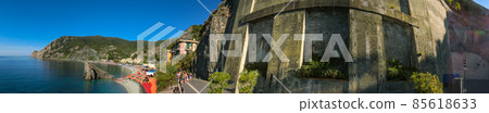 Panorama of Monterosso al Mare Beach, in summer season Panorama of Monterosso al Mare Beach, in summer season 85618633
