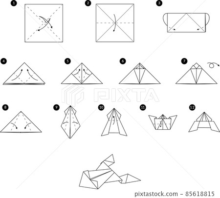 Tutorial how to make origami frog. Step by step Tutorial how to make origami frog. Step by step 85618815