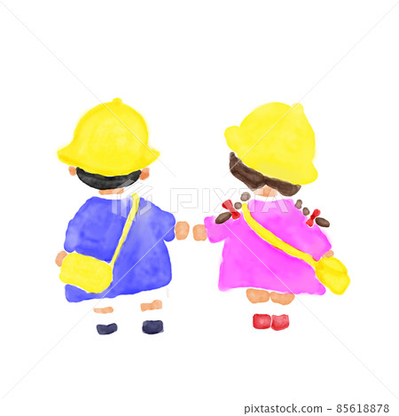 Back view of boys and girls entering kindergarten (no line) 85618878