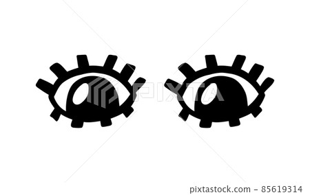 Crazy eyes. Doodle open eye. Abstract hand drawn fun geometric collection. Vector black elements 85619314