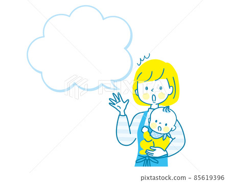 Surprised baby and mom and speech bubble 85619396