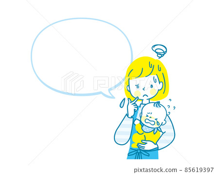 Crying baby and troubled mom 85619397