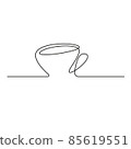 A cup of coffee or cup of tea on white background. One continuous line drawing Vector illustration minimalist design. Doodle 85619551
