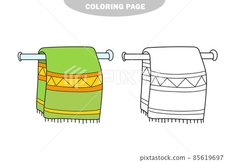 Simple coloring page. Towel, hanging on a towel... - Stock Illustration ...