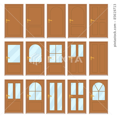 Set of the various doors on the white background, stock vector illustration 85619713