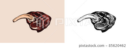 Grilled meat, BBQ Pork or beef leg. Barbecue... - Stock Illustration ...