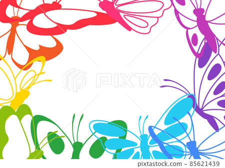 Frame design with decorative butterflies. Colorful abstract insects. Frame design with decorative butterflies. Colorful abstract insects. 85621439