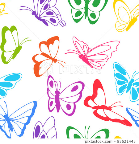 Seamless pattern with decorative butterflies. Colorful abstract insects. Seamless pattern with decorative butterflies. Colorful abstract insects. 85621443