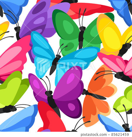 Seamless pattern with decorative butterflies. Colorful abstract insects. Seamless pattern with decorative butterflies. Colorful abstract insects. 85621459