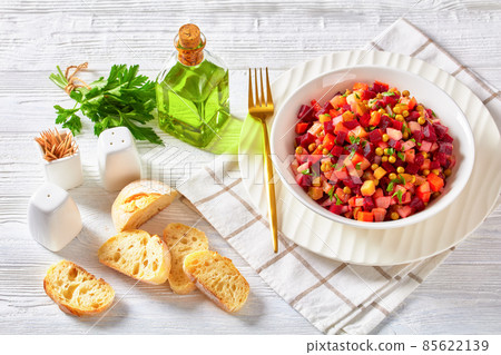 russian vinaigrette, salad of diced cooked veggies 85622139