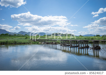 Concrete subsidence bridge, Ashida River middle basin, Fukuyama City, Hiroshima Prefecture Concrete subsidence bridge, Ashida River middle basin, Fukuyama City, Hiroshima Prefecture 85624817