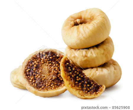 Dried figs whole and slices on a white background. Isolated Dried figs whole and slices on a white background. Isolated 85625908