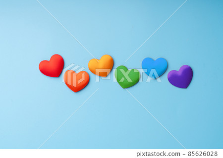 LGBTQ flag and symbol on table top view 85626028