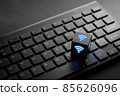 Cloud technology icon for online shopping global business concept on black keyboard 85626096