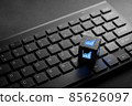 Online shopping & Social media icon on keyboard for global concept 85626097