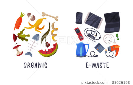Sorting Garbage with Recycle Trash Object... - Stock Illustration ...