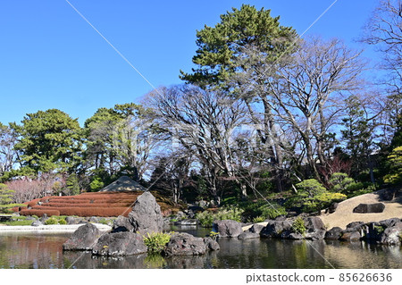 紅葉山庭園（駿府城）的池塘和假山 85626636