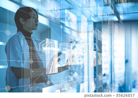 Futuristic space: a man in a lab coat 85626857