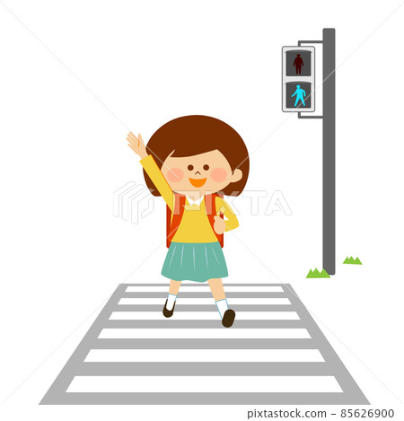 交通安全:綠燈時兒童過人行橫道 交通安全:綠燈時兒童過人行橫道 85626900