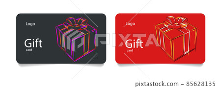 Goft voucher of certificate template with hand drawn sketch illustration of a gift box 85628135