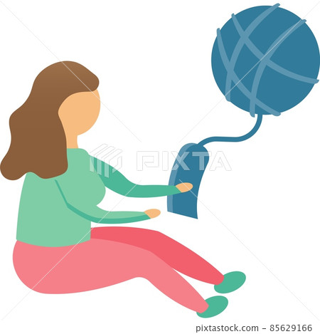 Woman knitting icon vector isolated on white 85629166