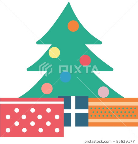 Vector christmas tree and gift box present icon - Stock Illustration ...