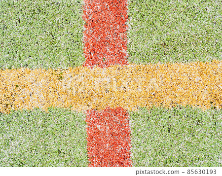 Colorful lines of playfield. Sports markings on playfield. Football or handball playground 85630193